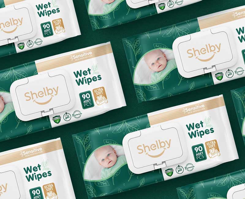 Wet Wipes Sticker Label Packaging Design